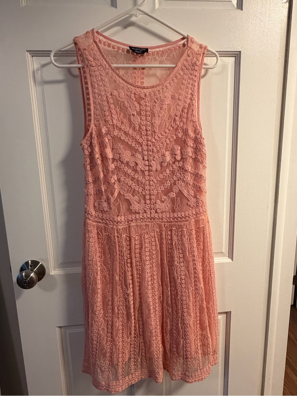 Pink Lace Sleeveless A-Line Dress